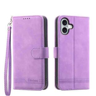 For iPhone 17 Dierfeng Dream Line TPU Hybrid PU Leather Phone Case(Purple)