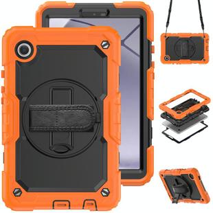 For Samsung Galaxy Tab A9 Silicone + PC Tablet Case with Shoulder Strap(Orange)
