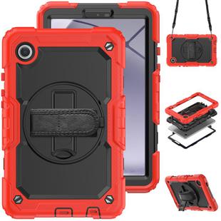 For Samsung Galaxy Tab A9 Silicone + PC Tablet Case with Shoulder Strap(Red)