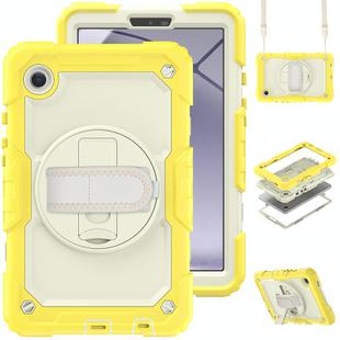 For Samsung Galaxy Tab A9 Silicone + PC Tablet Case with Shoulder Strap(Yellow)