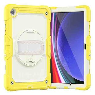 For Samsung Galaxy Tab A9+ Silicone + PC Tablet Case with Shoulder Strap(Yellow)