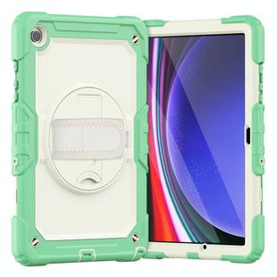 For Samsung Galaxy Tab A9+ Silicone + PC Tablet Case with Shoulder Strap(Light Green)