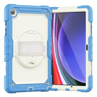 For Samsung Galaxy Tab A9+ Silicone + PC Tablet Case with Shoulder Strap(Cyan Blue)