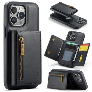 For iPhone 14 Pro Max DG.MING M5 Series Zip RFID Multi Card Detachable Leather Phone Case(Black)