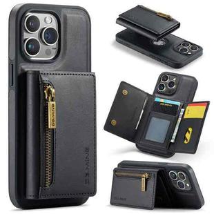 For iPhone 15 Pro Max DG.MING M5 Series Zip RFID Multi Card Detachable Leather Phone Case(Black)