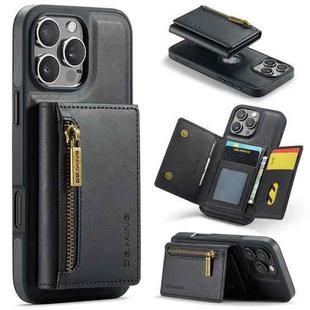 For iPhone 16 Pro Max DG.MING M5 Series Zip RFID Multi Card Detachable Leather Phone Case(Black)