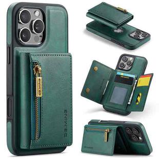 For iPhone 16 Pro Max DG.MING M5 Series Zip RFID Multi Card Detachable Leather Phone Case(Green)