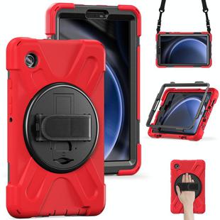 For Samsung Galaxy Tab A9 Rotary Handle Grab TPU + PC Tablet Case(Red)