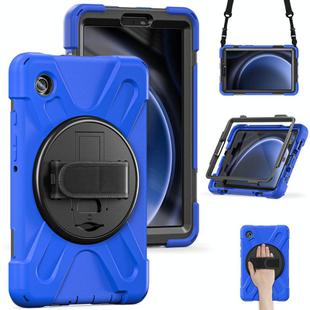 For Samsung Galaxy Tab A9 Rotary Handle Grab TPU + PC Tablet Case(Blue)