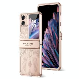 For OPPO Find N2 Flip Angel Wings Electroplated Frosted Phone Case(Rose Gold)