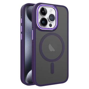 For iPhone 15 Pro Max Two-color Frosted MagSafe Magnetic Phone Case(Purple)