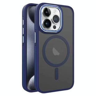For iPhone 15 Pro Two-color Frosted MagSafe Magnetic Phone Case(Blue)