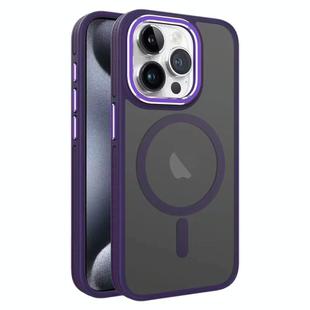 For iPhone 15 Pro Two-color Frosted MagSafe Magnetic Phone Case(Purple)