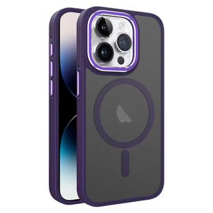 For iPhone 14 Pro Two-color Frosted MagSafe Magnetic Phone Case(Purple)