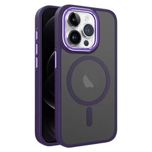 For iPhone 12 / 12 Pro Two-color Frosted MagSafe Magnetic Phone Case(Purple)
