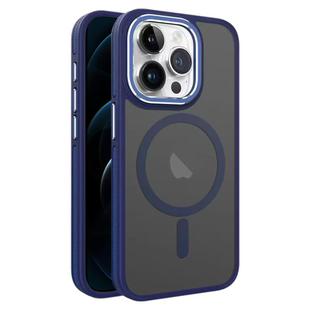 For iPhone 12 Pro Max Two-color Frosted MagSafe Magnetic Phone Case(Blue)