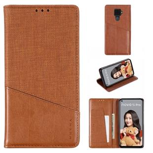 For Huawei Nova 5i Pro MUXMA MX109 Horizontal Flip Leather Case with Holder & Card Slot & Wallet(Brown)