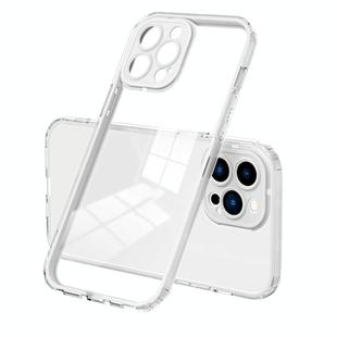 For iPhone 15 Pro 3 in 1 Clear TPU Color PC Frame Phone Case(White)