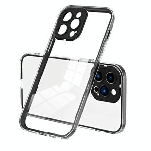 For iPhone 15 Pro 3 in 1 Clear TPU Color PC Frame Phone Case(Black)
