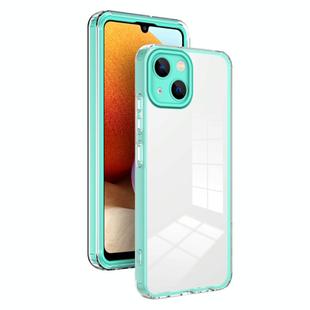 For iPhone 15 3 in 1 Clear TPU Color PC Frame Phone Case(Light Green)