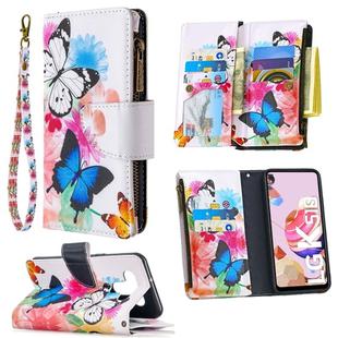 For LG K51 Colored Drawing Pattern Zipper Horizontal Flip Leather Case with Holder & Card Slots & Wallet(Two Butterflies)