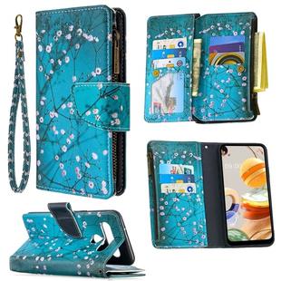 For LG K61 Colored Drawing Pattern Zipper Horizontal Flip Leather Case with Holder & Card Slots & Wallet(Plum Blossom)