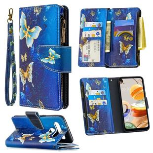 For LG K61 Colored Drawing Pattern Zipper Horizontal Flip Leather Case with Holder & Card Slots & Wallet(Gold Butterfly)