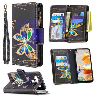 For LG K61 Colored Drawing Pattern Zipper Horizontal Flip Leather Case with Holder & Card Slots & Wallet(Big Butterfly)