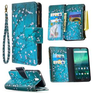 For Nokia 1.3 Colored Drawing Pattern Zipper Horizontal Flip Leather Case with Holder & Card Slots & Wallet(Plum Blossom)