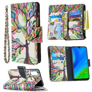 For Huawei P smart 2020 Colored Drawing Pattern Zipper Horizontal Flip Leather Case with Holder & Card Slots & Wallet(Tree)