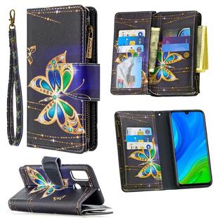 For Huawei P smart 2020 Colored Drawing Pattern Zipper Horizontal Flip Leather Case with Holder & Card Slots & Wallet(Big Butterfly)