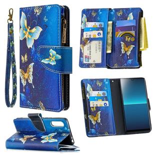 For Sony Xperia L4 Colored Drawing Pattern Zipper Horizontal Flip Leather Case with Holder & Card Slots & Wallet(Gold Butterfly)