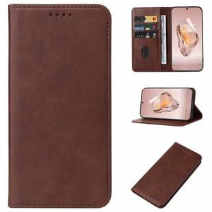 For OnePlus Ace 3 / 12R Magnetic Closure Leather Phone Case(Brown)