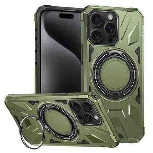 For iPhone 15 Pro MagSafe Magnetic Shockproof Phone Case with Ring Holder(Dark Green)