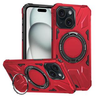 For iPhone 15 Plus MagSafe Magnetic Shockproof Phone Case with Ring Holder(Red)