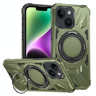 For iPhone 14/13 MagSafe Magnetic Shockproof Phone Case with Ring Holder(Dark Green)