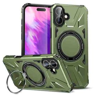 For iPhone 16 Plus MagSafe Magnetic Shockproof Phone Case with Ring Holder(Dark Green)