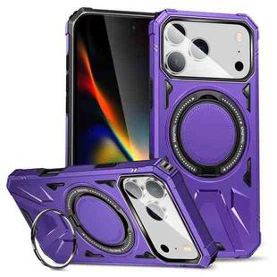 For iPhone 17 Pro Max MagSafe Magnetic Shockproof Phone Case with Ring Holder(Purple)