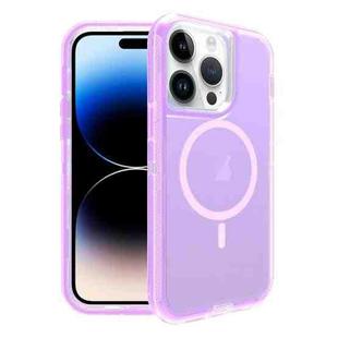 For iPhone 14 Pro Max Shockproof MagSafe Magnetic Phone Case(Transparent Purple)