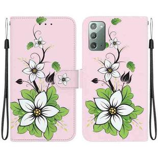 For Samsung Galaxy Note20 Crystal Texture Colored Drawing Leather Phone Case(Lily)