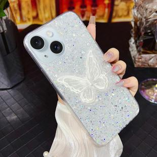 For iPhone 13 Starry Sequin Embroidered Butterfly Epoxy TPU Phone Case(Silver)