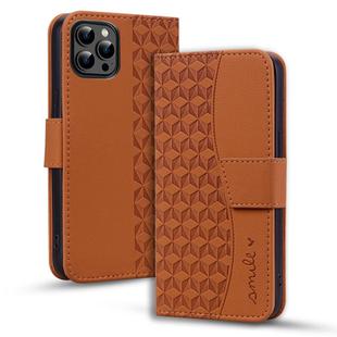 For iPhone 11 Pro Max Business Diamond Buckle Leather Phone Case with Lanyard(Brown)