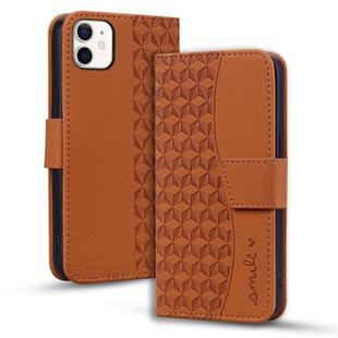 For iPhone 12 / 12 Pro Business Diamond Buckle Leather Phone Case with Lanyard(Brown)