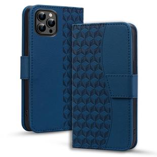 For iPhone 15 Pro Max Business Diamond Buckle Leather Phone Case with Lanyard(Royal Blue)