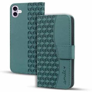 For iPhone 16 Business Diamond Buckle Leather Phone Case with Lanyard(Green)