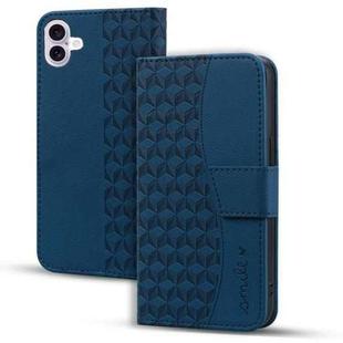 For iPhone 16 Business Diamond Buckle Leather Phone Case with Lanyard(Royal Blue)