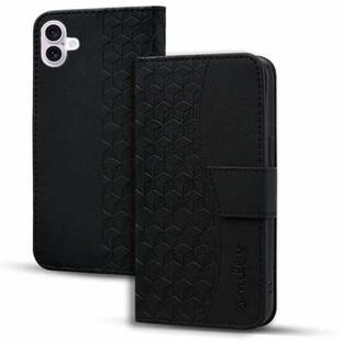 For iPhone 16 Business Diamond Buckle Leather Phone Case with Lanyard(Black)