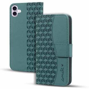 For iPhone 16 Plus Business Diamond Buckle Leather Phone Case with Lanyard(Green)