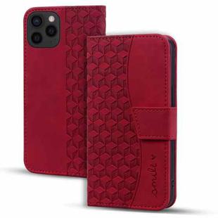 For iPhone 16 Pro Business Diamond Buckle Leather Phone Case with Lanyard(Wine Red)