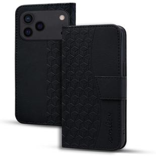 For iPhone 17 Pro Max Business Diamond Buckle Leather Phone Case with Lanyard(Black)